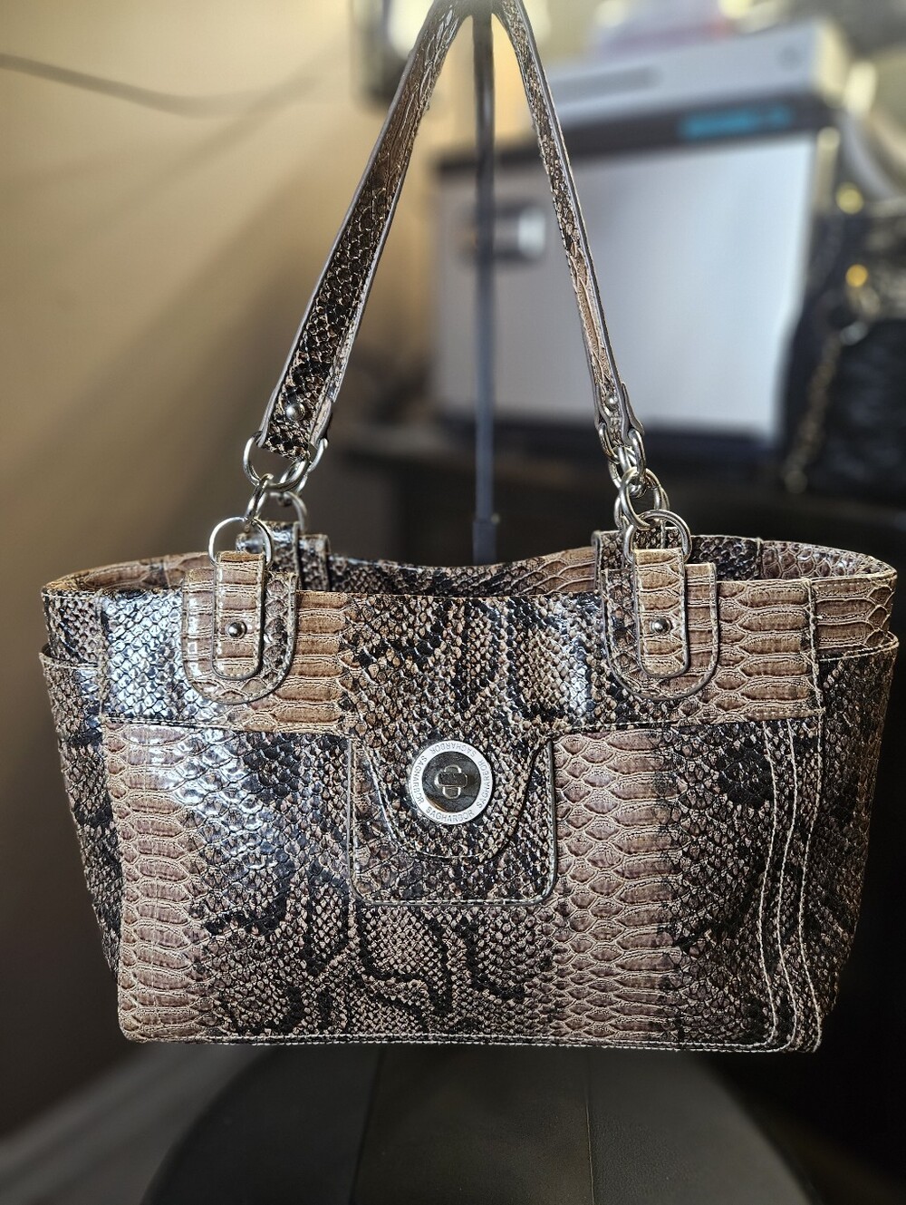Sag Harbor Brown Snake-Print Shoulder Bag